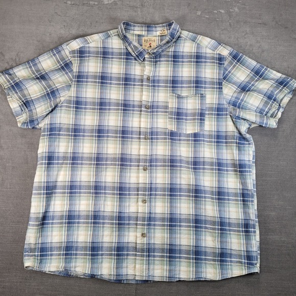 Red Head‎ Vintage Plaid Shirt Short Sleeve Button Up Casual Mens 3XL - Picture 1 of 10